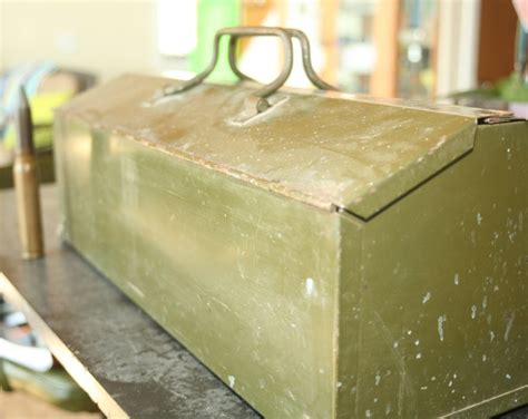 Vintage McAleer & Co. Galvanized Metal Military Green Tool Box 